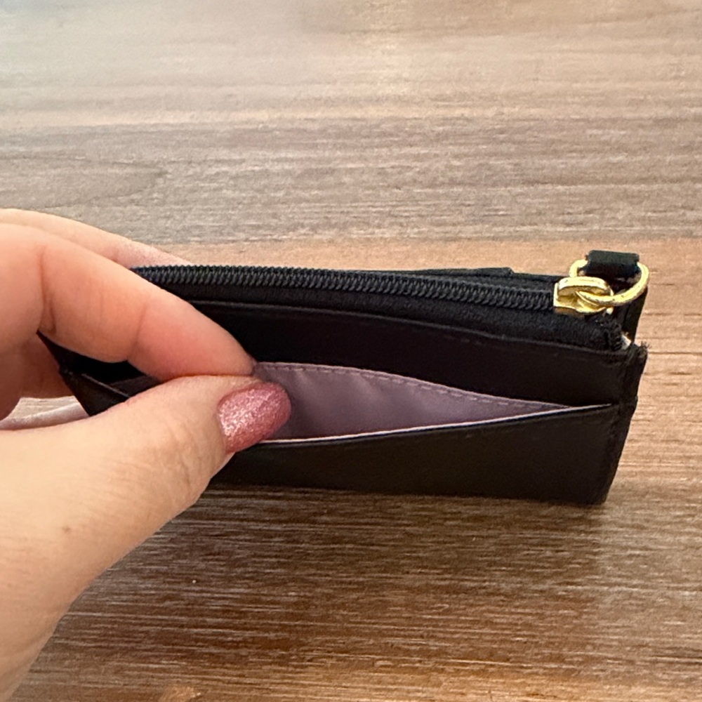 Coach Black Leather Zip Pouch with Gold Accents - Picture 3 of 4